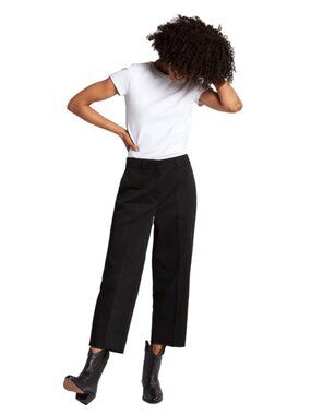 NWT Volcom Womens Size 31 31x25 Black Wide Leg Raw Hem Crop Chino Pant NEW